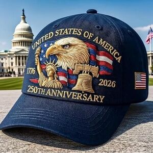 250th Anniversary (Unisex Hat) Eagle & Liberty Baseball Cap - Navy